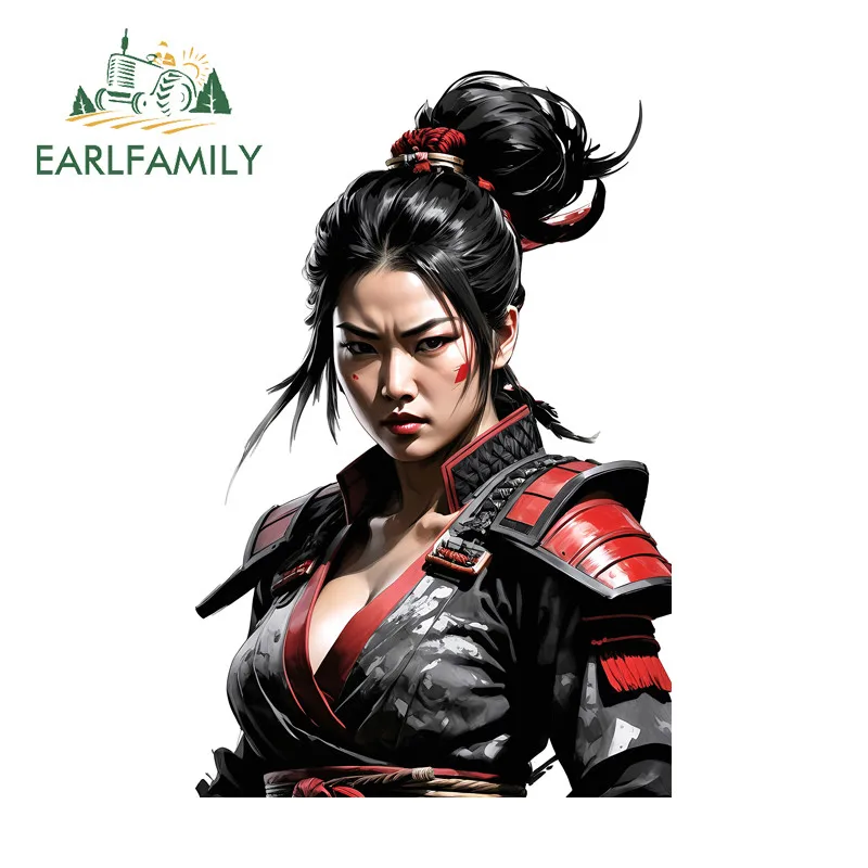 

EARLFAMILY Armor Samurai Female Car Sticker Creative Artistic Laptop Computer Toolbox JDM Decal Interesting Car Door Protector