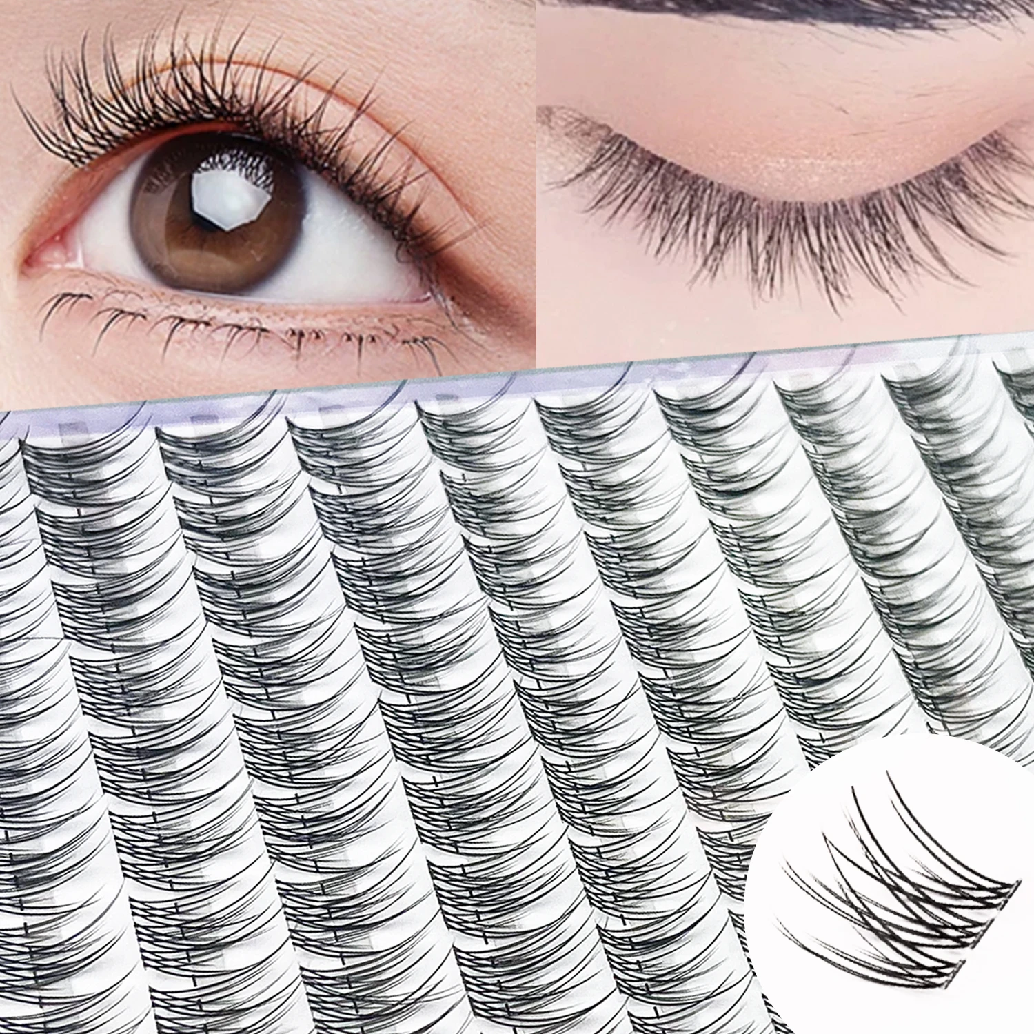120 Clusters Fish-Tail Lashes 3D Mink False Eyelashes Natural Russian Individual Lash Extensions Wholesale for Makeup & Cosplay