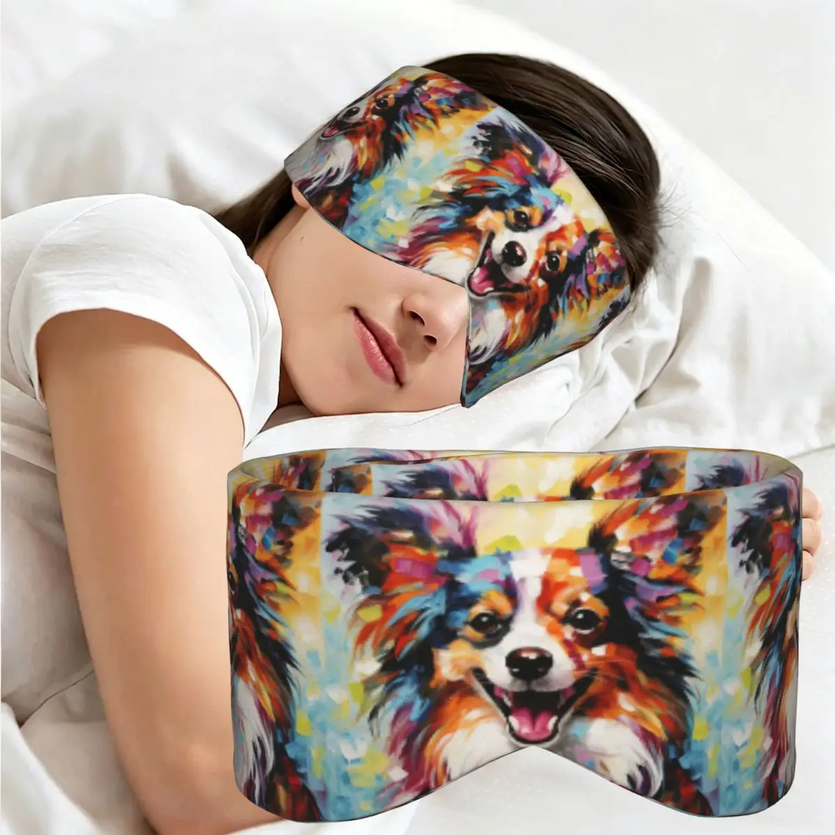 A Papillon Dog Masterpiece sleep eye mask Light Blocking Portable Eye Cover for Girls Boys Travel Party Gift Eyeshade eyepatch