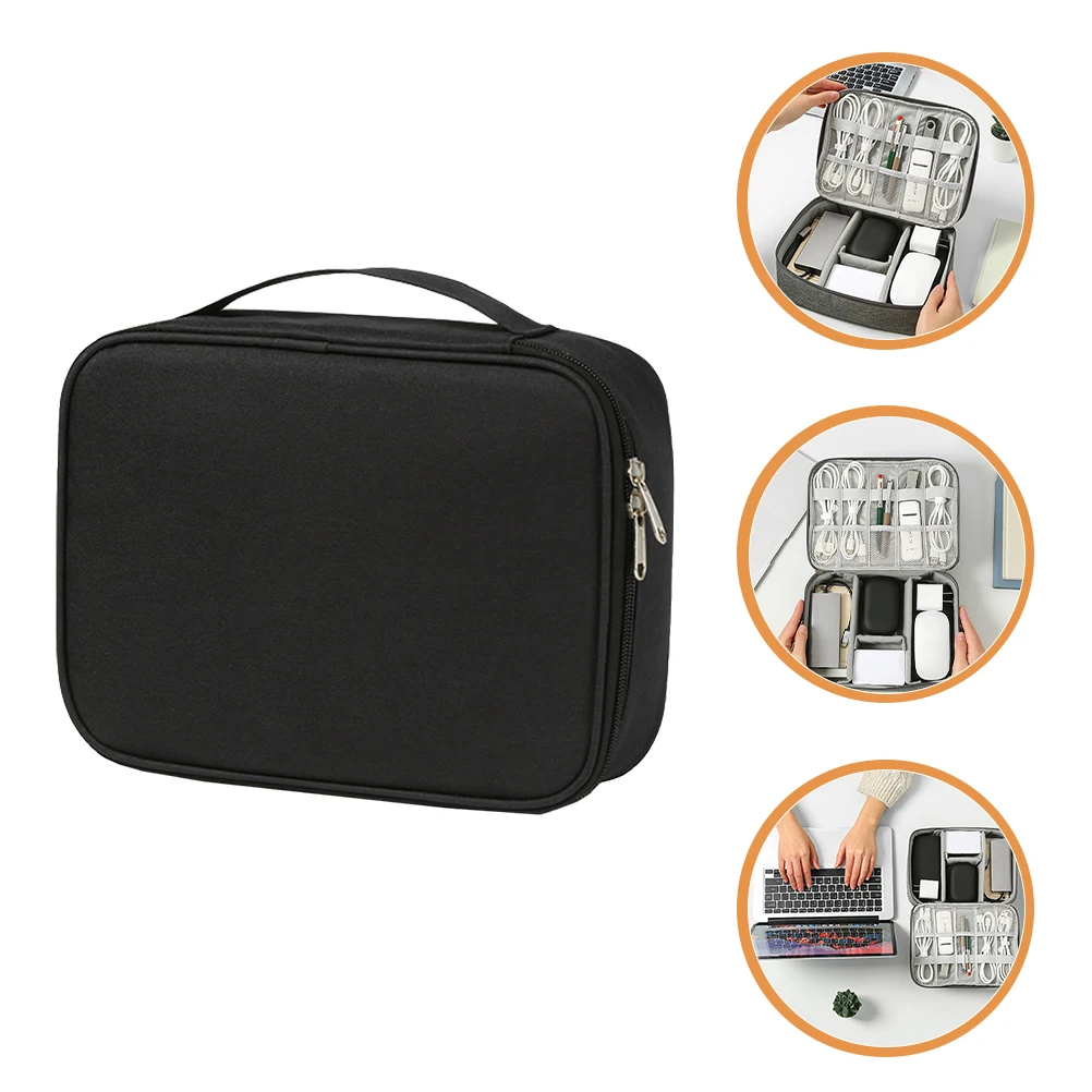 

Storage Bag Dustproof Cord Organizer Electronics Accessories Data Line Car Travel Digital Oxford Cloth Cable Case Black