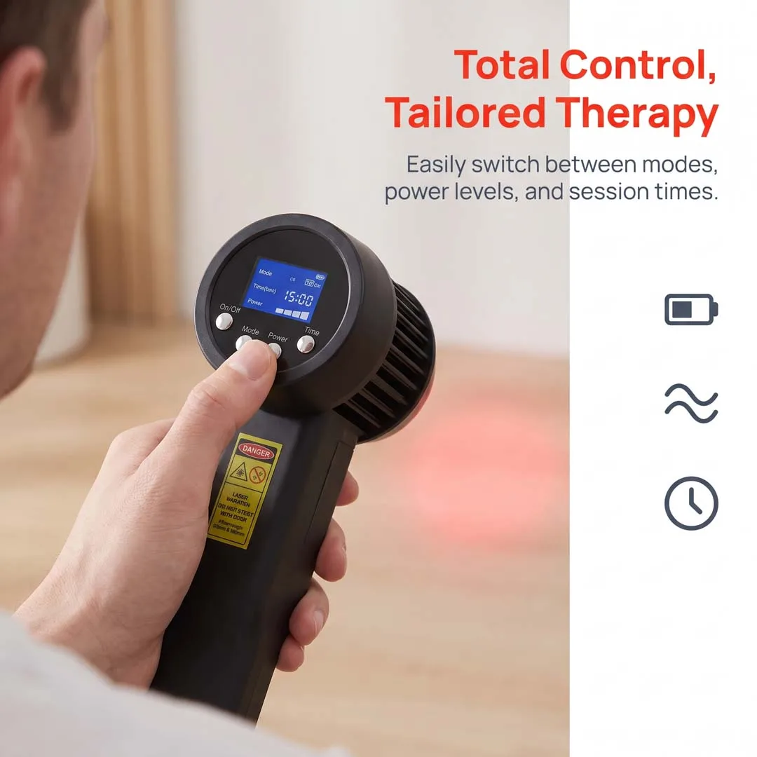Appareil de thérapie laser LLLT professionnel 3W, 650nm 808nm, haute puissance, mode pulsé continu, machine laser infrarouge pour soulager la douleur des lésions des tissus profonds, sciatique, fibromyalgie, arthrite, réglage de la puissance, fréquence 10Hz