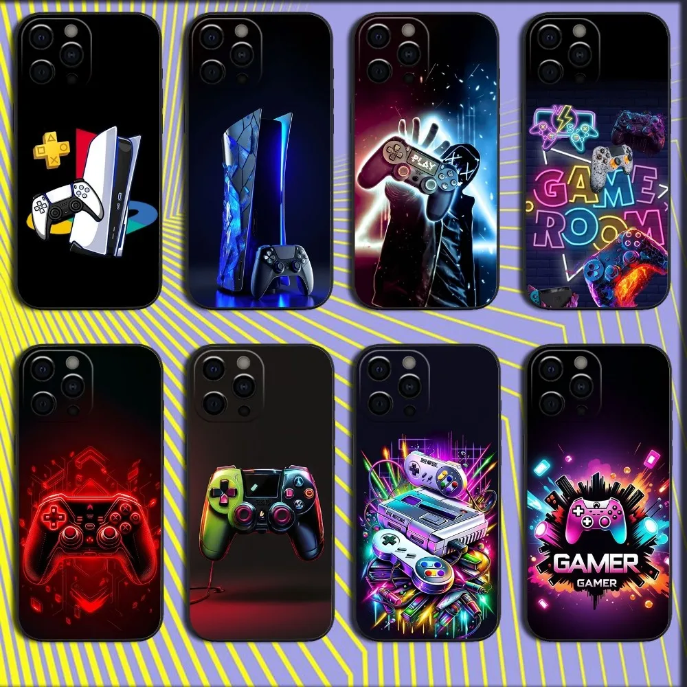 Cool Console Gamepad Gamer Play Phone Case For iPhone 16,15,14,13,12,11,Pro,X,XS,Max,XR,Plus,Mini Soft Black Cover