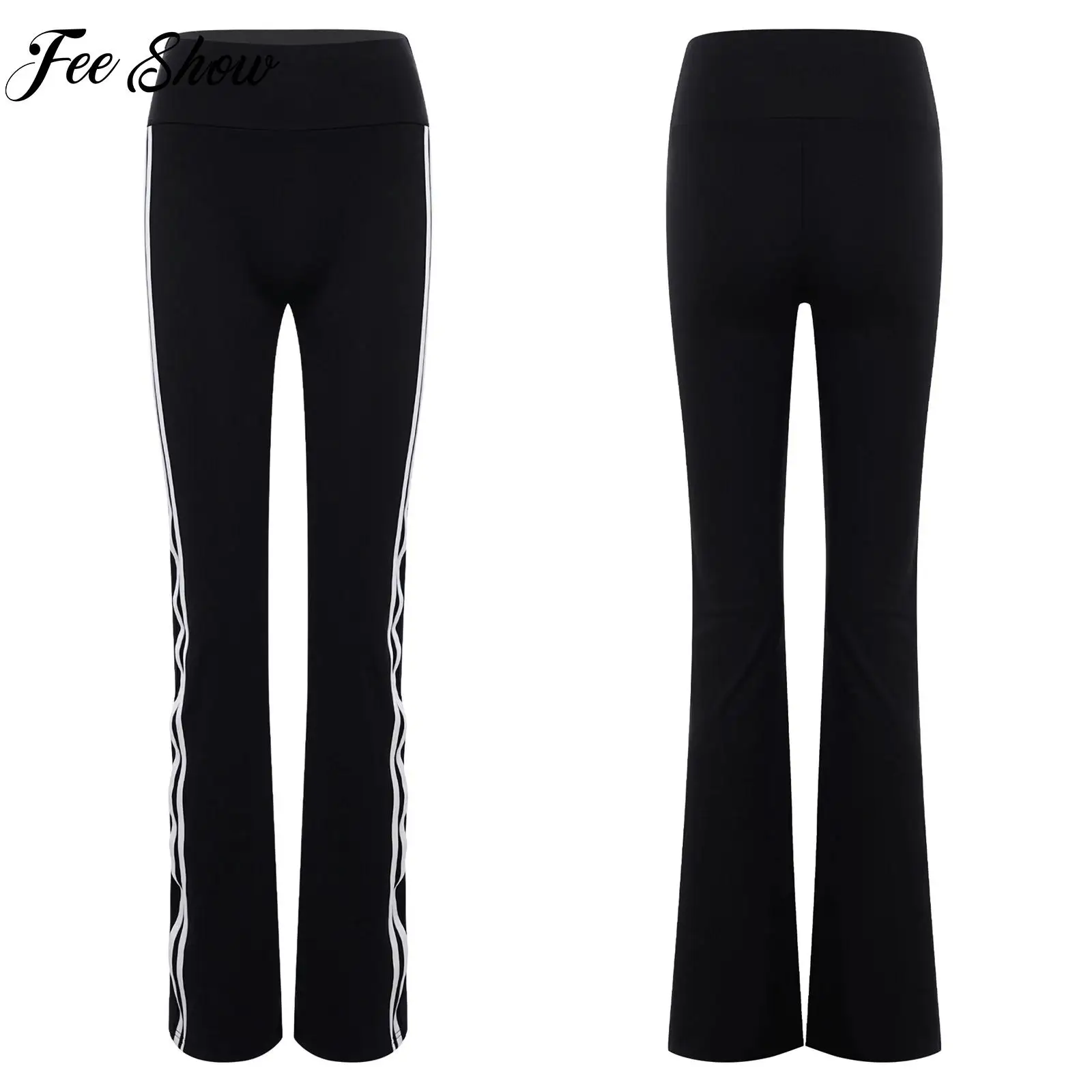 

Womens Pants Contrasting Striped Trim Yoga Pants Stretchy Slim-Fit Trousers for Pilates Sports Workout Running Casual Daily Wear