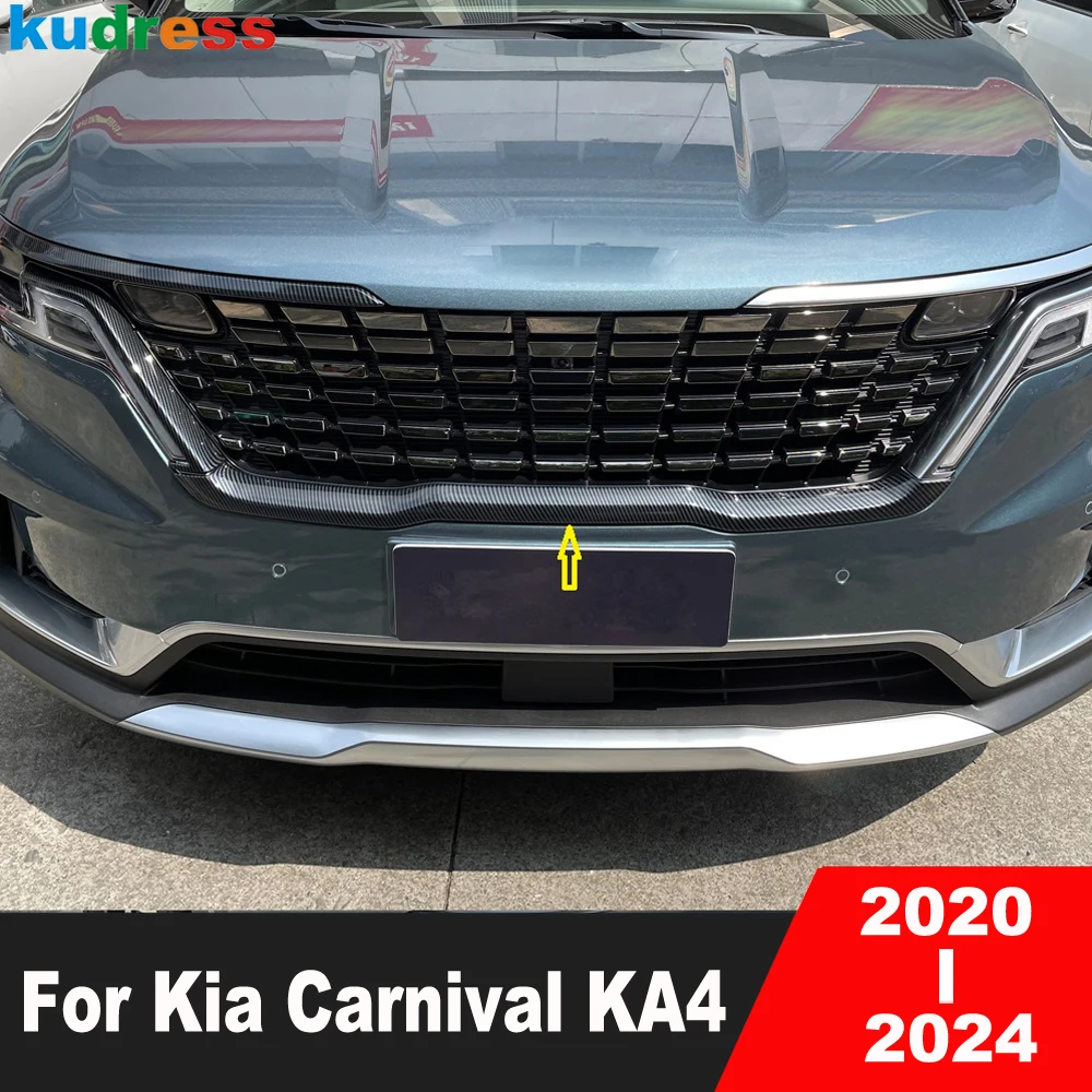 

Front Center Grille Cover Trim For Kia Carnival KA4 2020 2021 2022 2023 2024 Carbon Fiber Racing Grill Strip Car Accessories