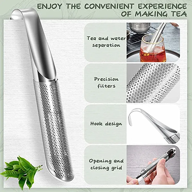 Stainless Steel Tea Infuser Creative Pipe Design Metal Tea Strainer for Mug Fancy Filter for Puer Tea Herb Tea Tools Accessories