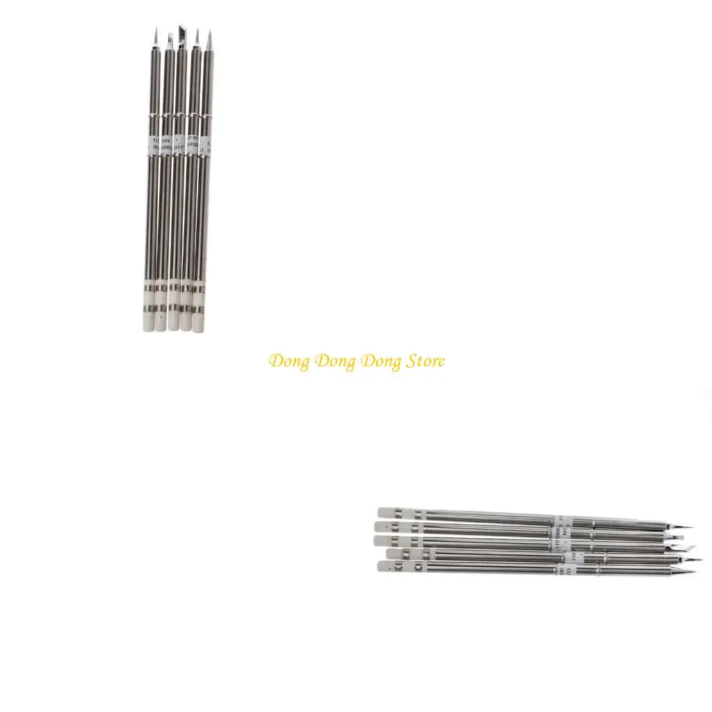 

5 Pcs T12 Series Solder Iron Tips For Hakko FX951 Soldering Station FM-2027 2028