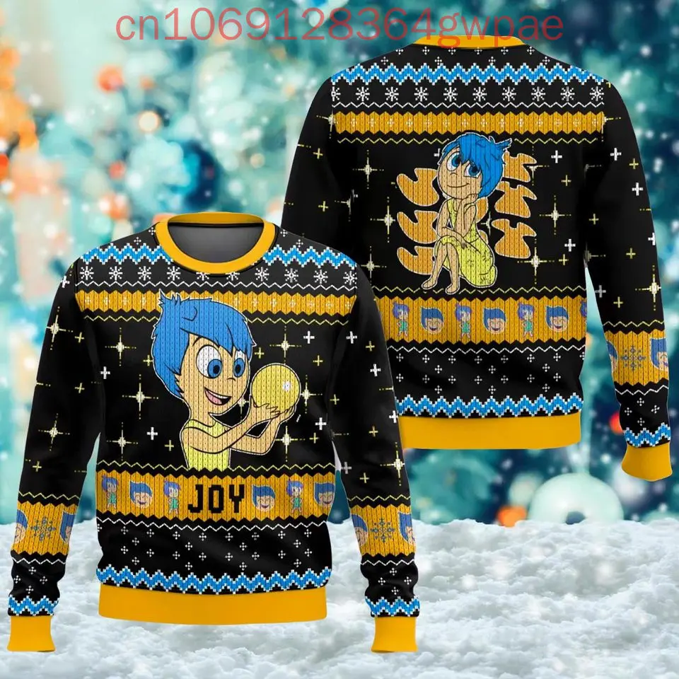 Joy Inside Out Christmas Ugly Sweater Men's Womens 3d Ugly Sweater Disney Ugly Christmas Sweater Anime Xmas Sweater Tops