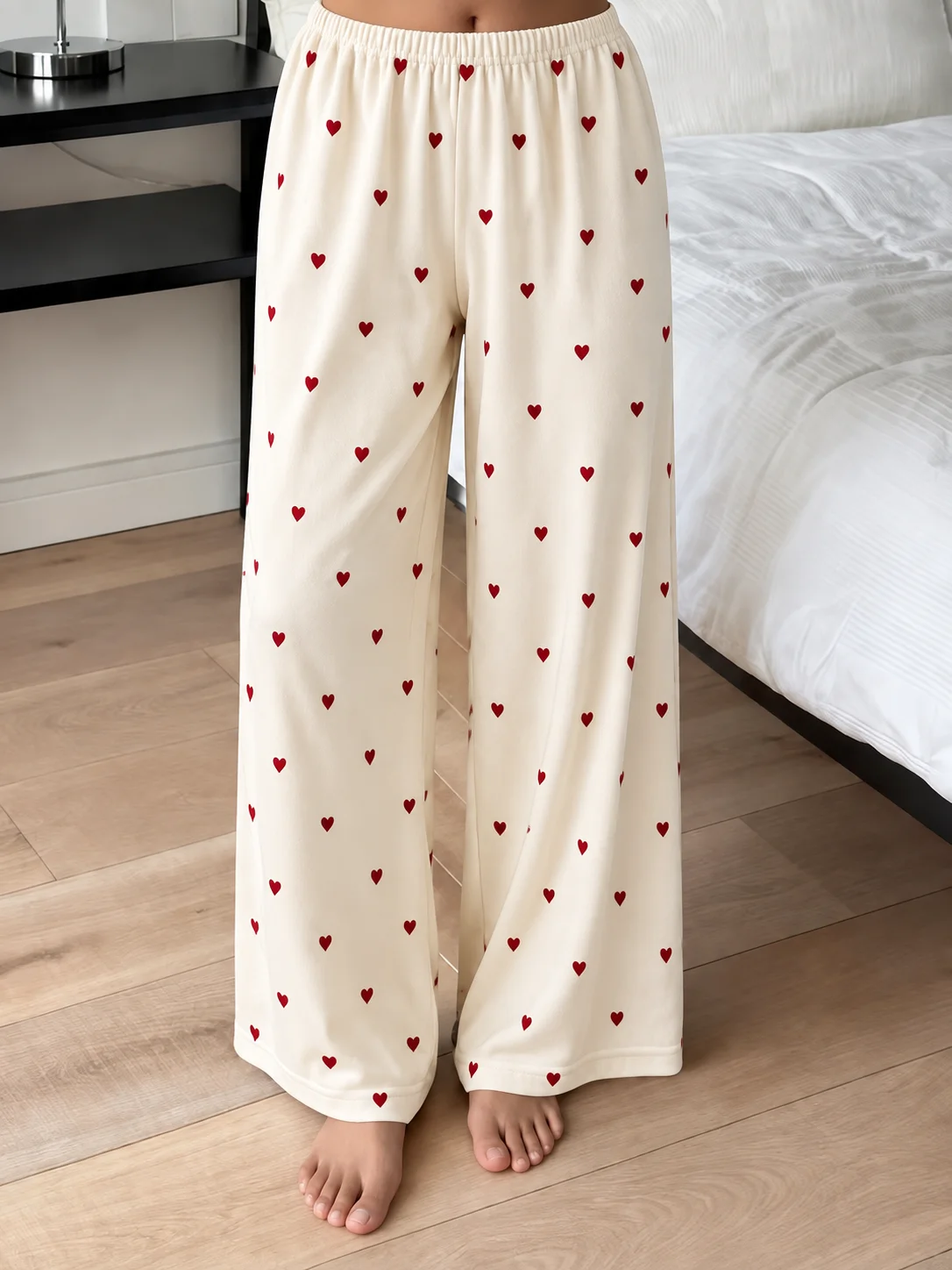 Unisex Straight Long Trousers 3D All Over Heart Pattern Print Quick Dry Pants Elastic Waist Sweet Daily Casual Long Pants