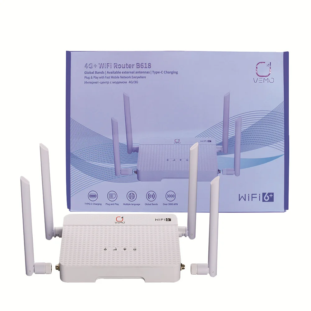 B618 4G LTE Internet Router with SIM Slot Portable Mobile WiFi Router 300Mbps Wireless WiFi 6 Device