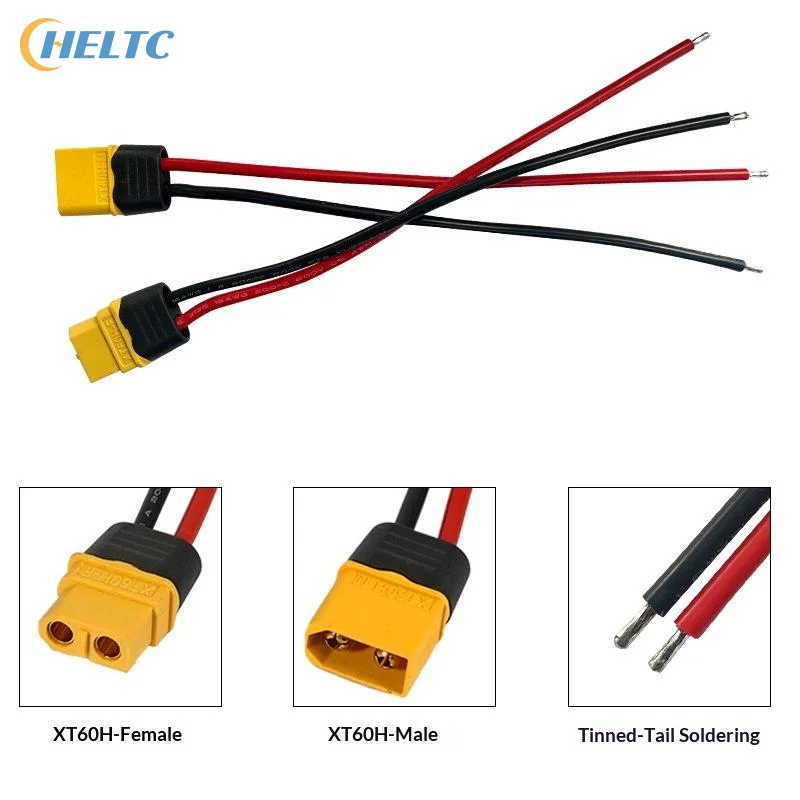 XT60H RC Model Connector Cable Flexible Silicone Wire Male Female Various Length Options For Drone Battery Connection