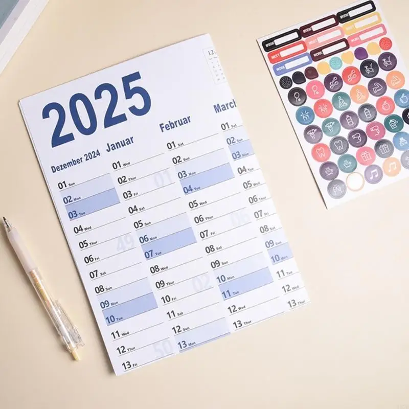 H37B 2025 Wall Calendar School Year Planner Annual Calendar School Calendar English Edition Calendar for Office School Home