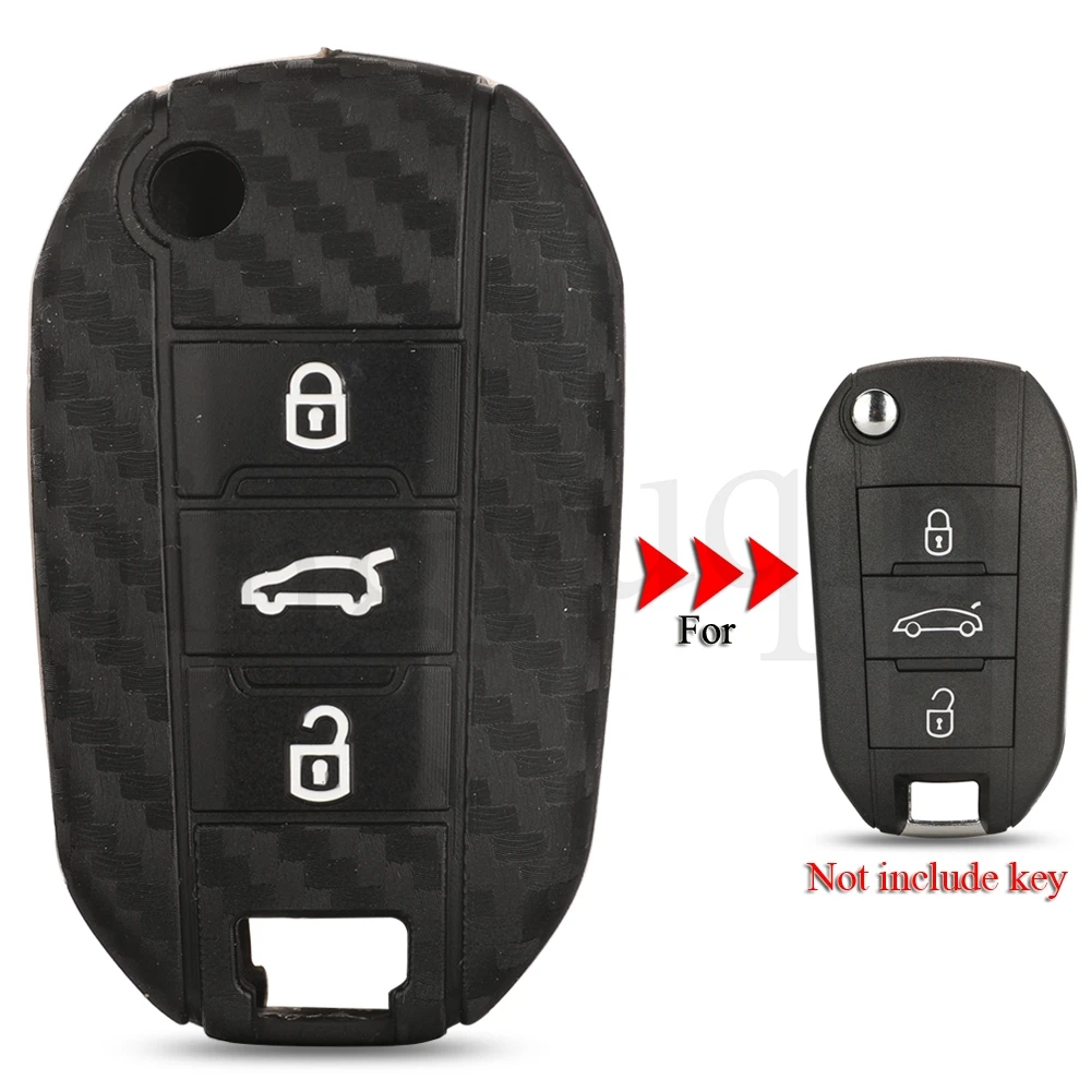 jingyuqin Silicone Case For Citroen C-Elysee C4 Cactus C3 Peugeot 208 2008 301 308 508 5008 RCZ Expert 3 Buttons Car Key Cover