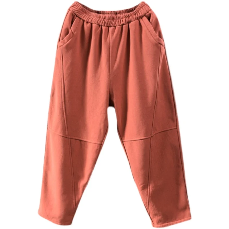 여성용 테니드 페이스 라인드 할란 팬츠 비대칭 출퇴근 슬레 롱 트라우저 겨울 신상 캐주얼 팬츠