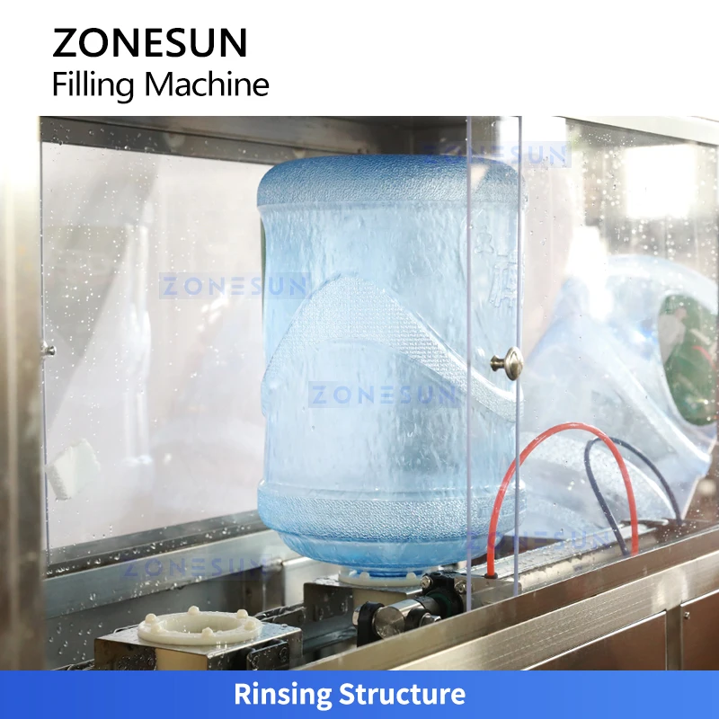 ZONESUN الماسورة آلة تعبئة المياه زجاجة شطف 5 جالون تعبئة مياه الشرب السد ختم ZS-XG100J