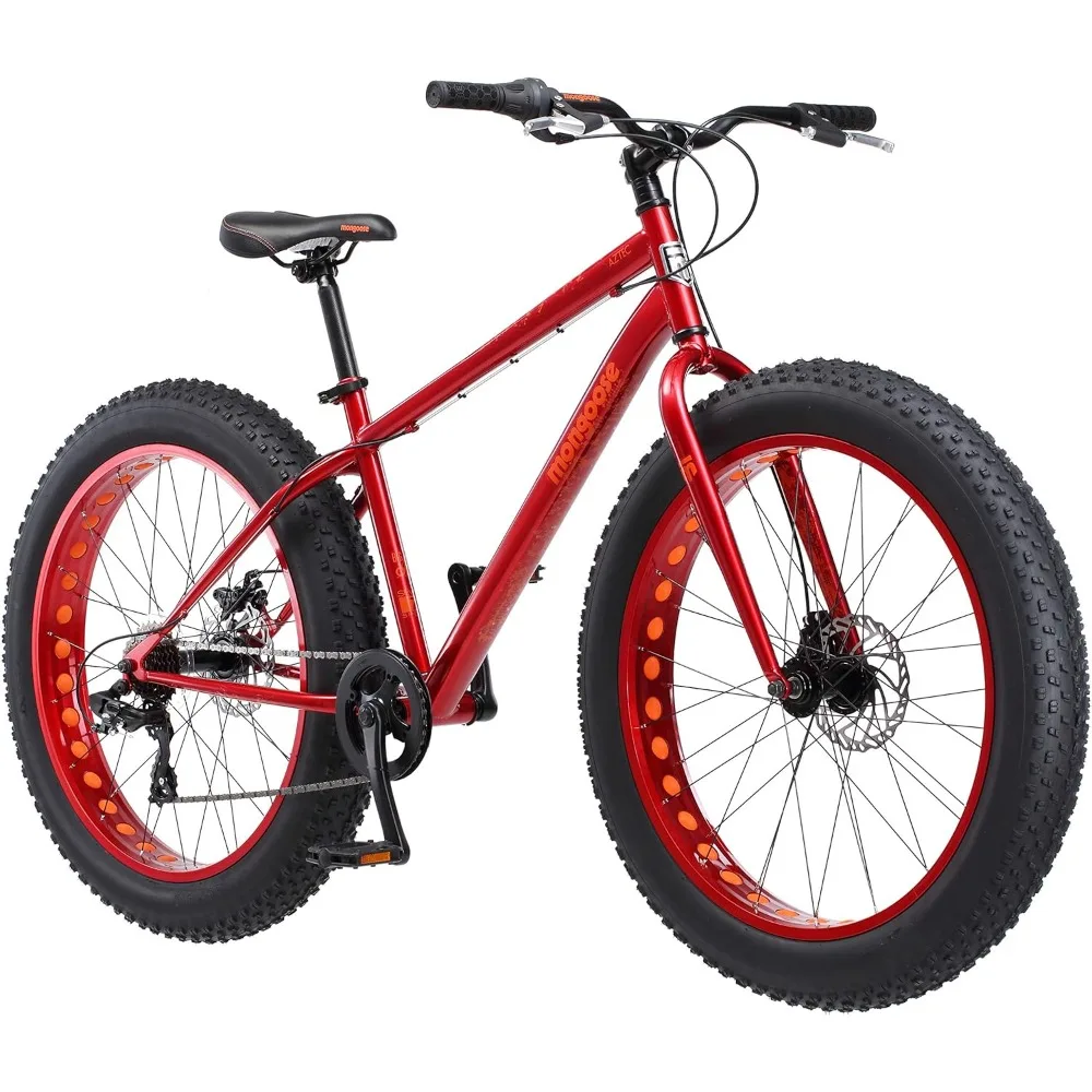 Aztec Mens and Womens Fat Tire Bike, 18-Inch Steel Frame, 26-Inch Wheels, 4-Inch knobby tires, Red