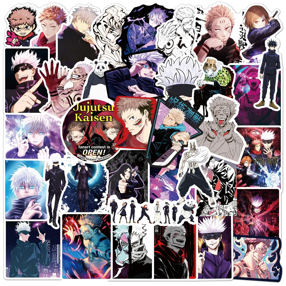 10/30/50/100pcs Jujutsu Kaisen Cartoon Stickers Cool Satoru Gojo Anime Stickers Water Bottle Diary Phone Manga Decals Kids Toy