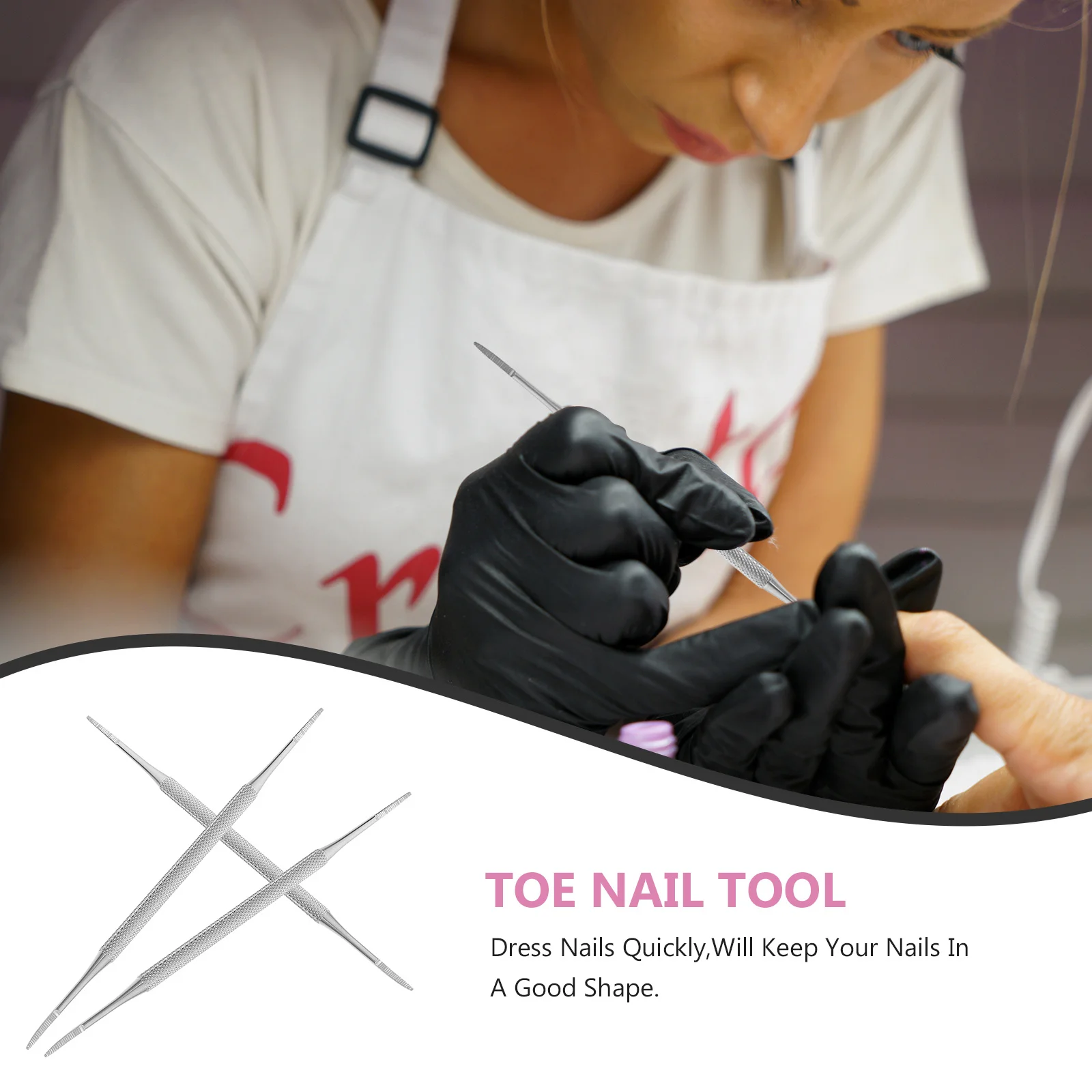 3Pcs Stainless Steel Nail Cleaning Instrument Double Ended Pedicure Tool for Ingrown Toenail Lifter and Professional Nail File