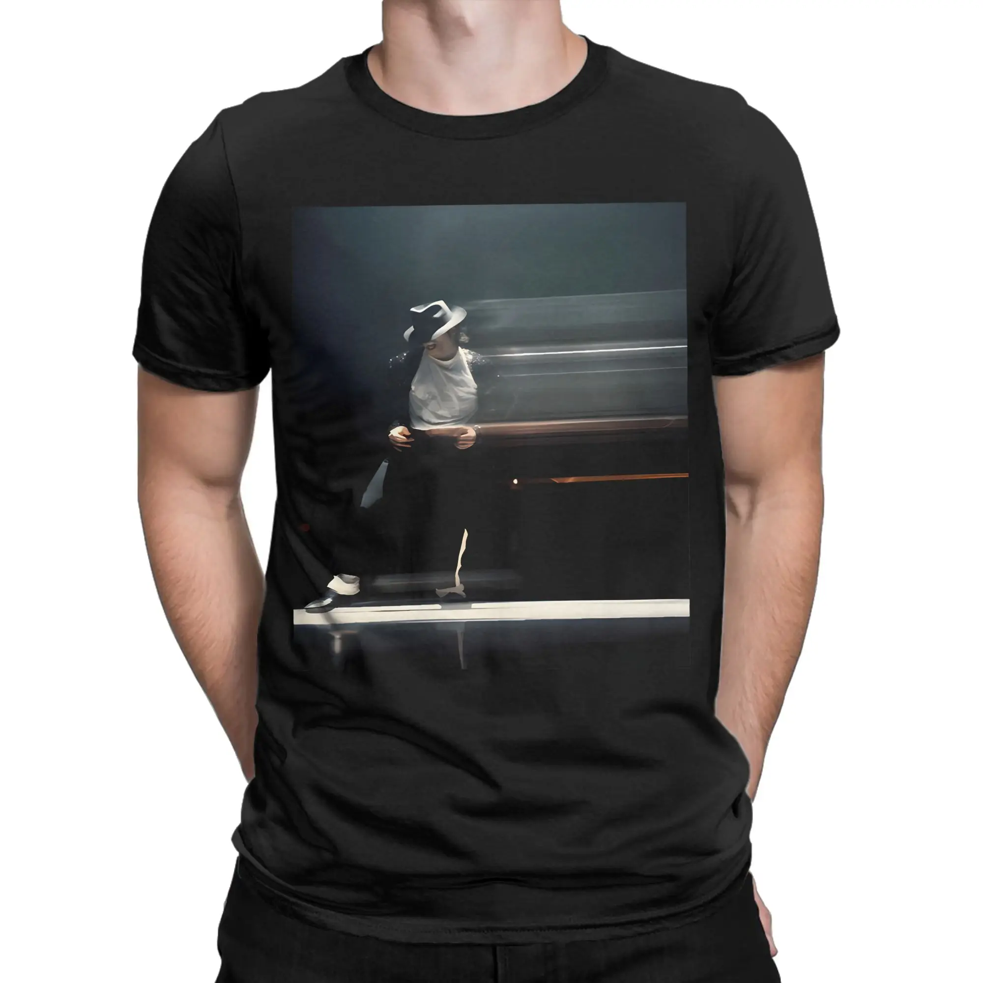 Men's Vintage Stage Michael Jackson Moonwalk Dance Poster T-Shirts  Cotton Tops Summer Short Sleeves T Shirt Loose Tshirt