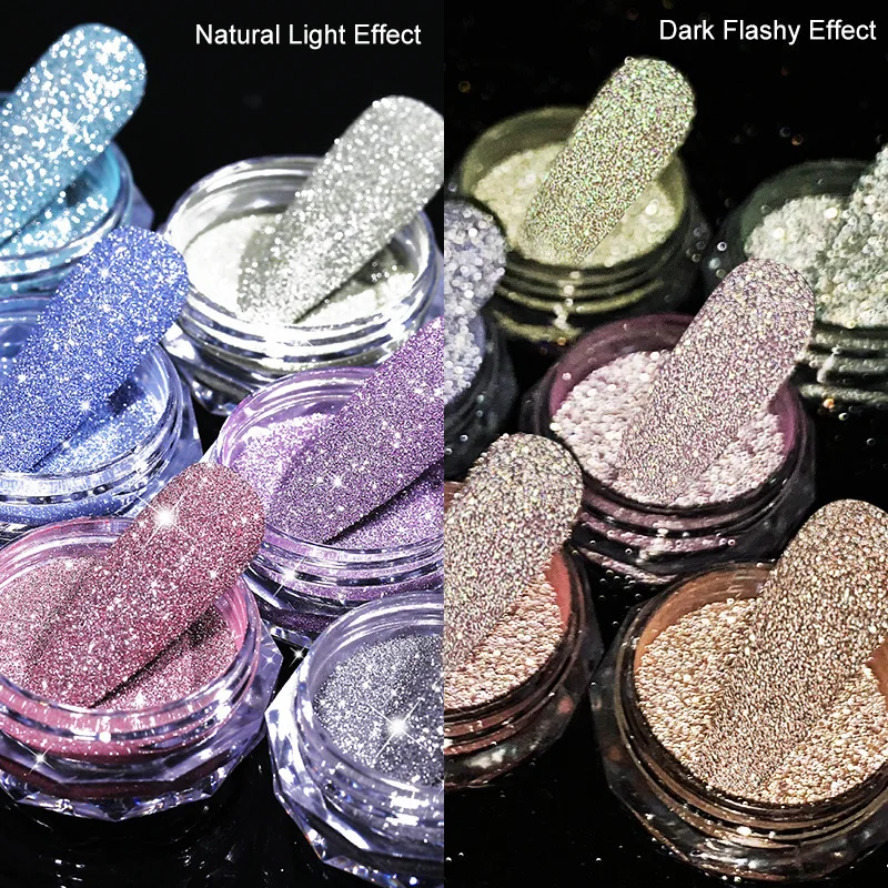 1Jar Light Changed Diamonds Nail Powder UV Sensiitve Nail Art DIY Decoration Sugar Gel Polish Dust Sparkly Flash Disco Pigment*-