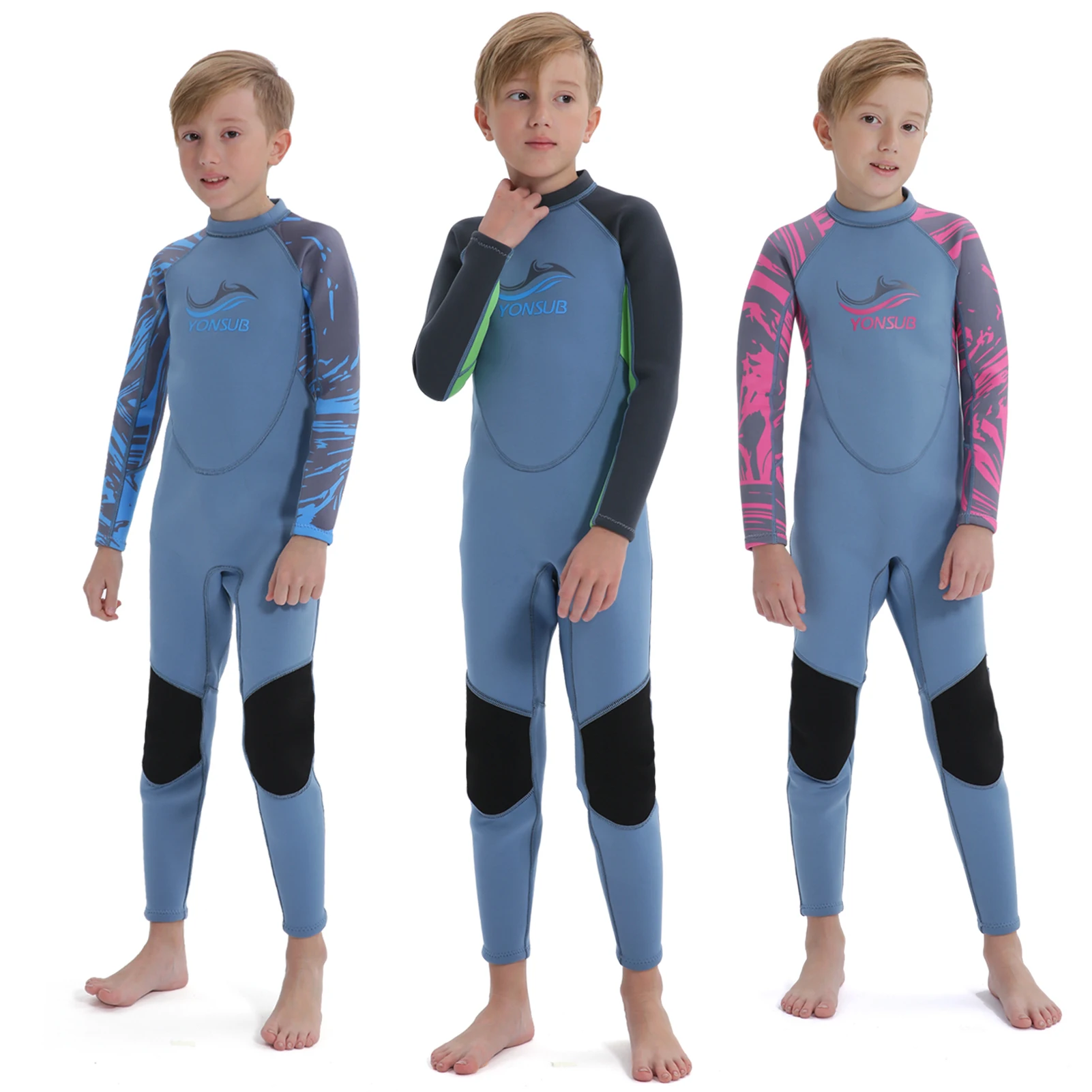 Thermal Warm Boys Wetsuits 2MM Neoprene Long Sleeve One-Piece  Jumpsuit Back Zipper Toddlers Diving Surfing Kids Swimming Wear