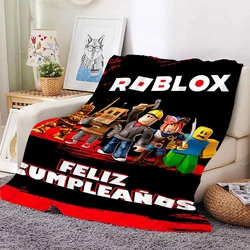 Flannel Blanket Sofa Winter B-Roblox Game Warm Bed Fleece Camping Custom Nap Fluffy Soft Blankets King Size Microfiber Bedding