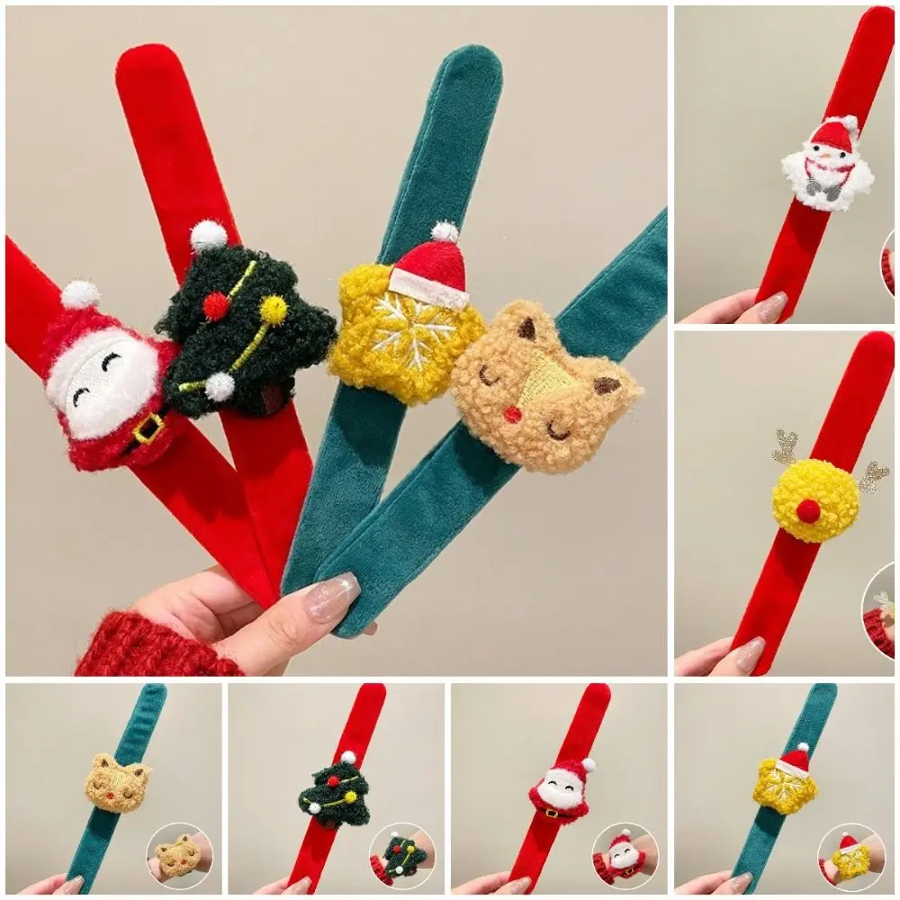 With Clap Circle Christmas Clap Bracelet Snowman Santa Claus Snowman Circle Bracelet Cartoon Animal Stuffed Santa Wristband