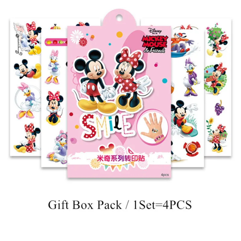 Disney Child Temporary Tattoo Stickers Toy Princess Frozen Elsa Mickey Mouse Stitch Body Art Waterproof Tattoo Stickers Gift Box