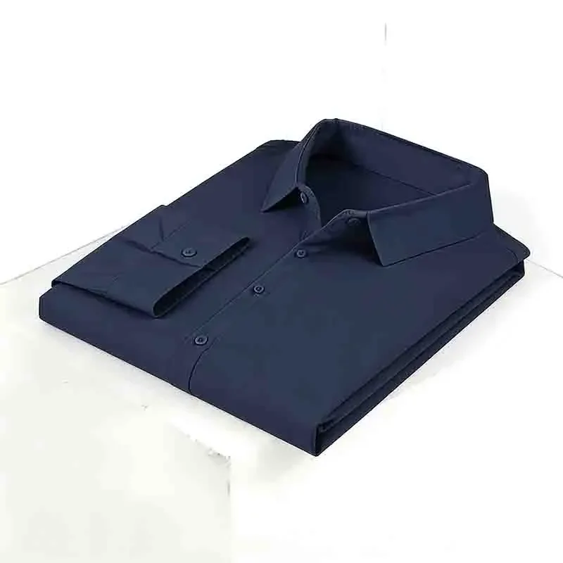 2026 Men's Solid  Long Sleeve Dress Shirt Slim Fit Non-iron Formal Business Button Down Shirt for Office view 2
