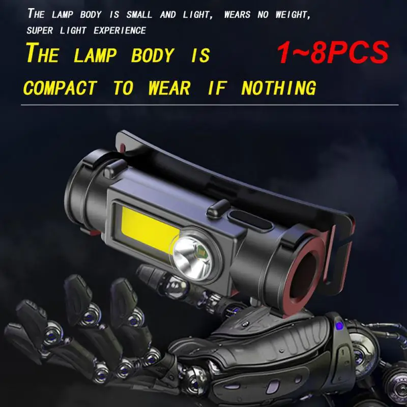 

1~8PCS Portable Lighting LED Headlamp USB Rechargeable Spotlight Headlight Flashlight Camping Fishing Waterproof Work