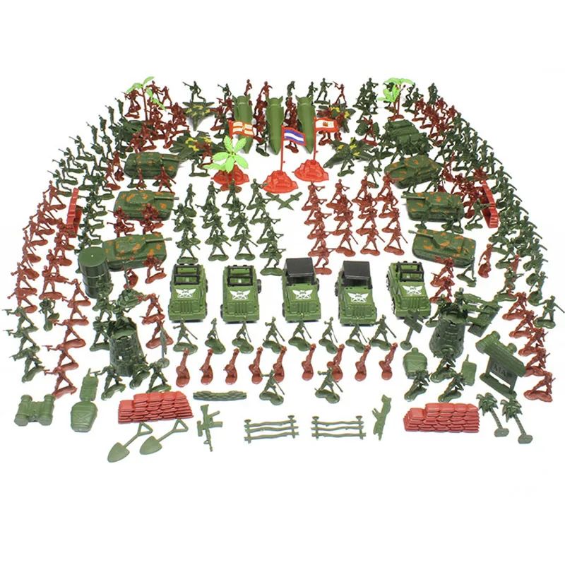 130PCS Soldiers Armament Playset Kids Toy 4cm Army Base Table Home Decorate Small Furnishings Sand Table Model