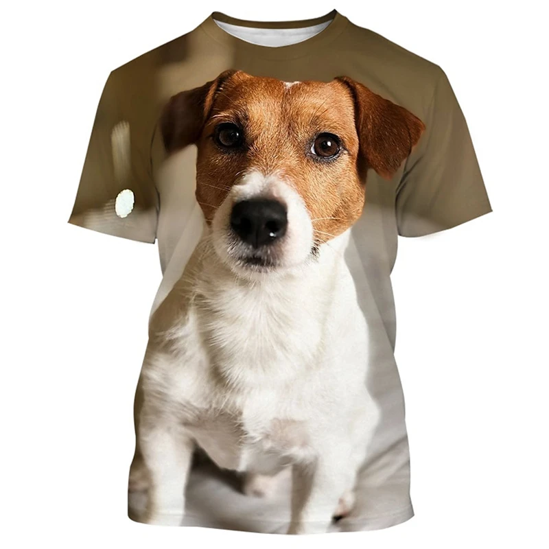 Cute Jack Russell Terrier T-shirts For Men Fashion Summer Short Sleeve Funny Dog 3D Printed Womens T Shirts Casual Oversized Tee