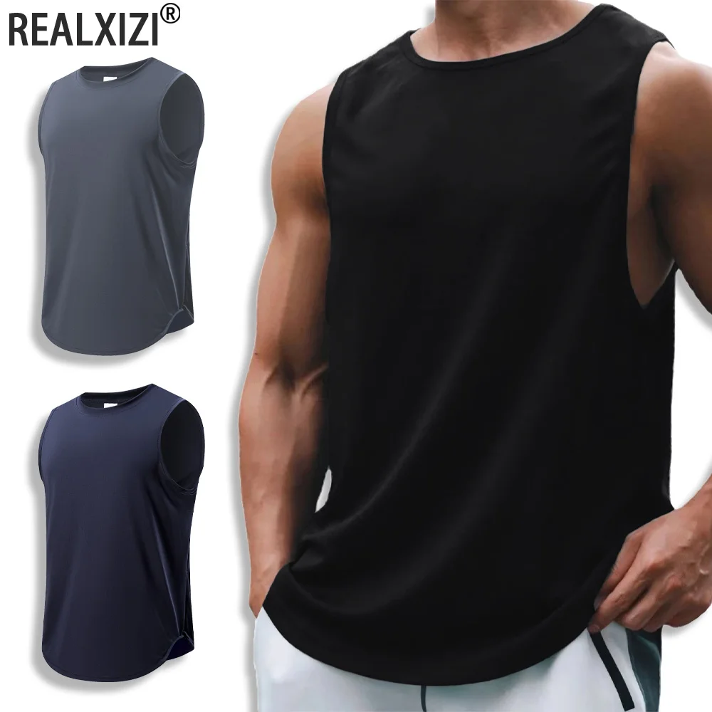 

Летняя мужская майка для спортзала, легкая спортивная одежда, футболка без рукавов, быстросохнущий жилет для бега, дышащая повседневная модная верхняя одежда