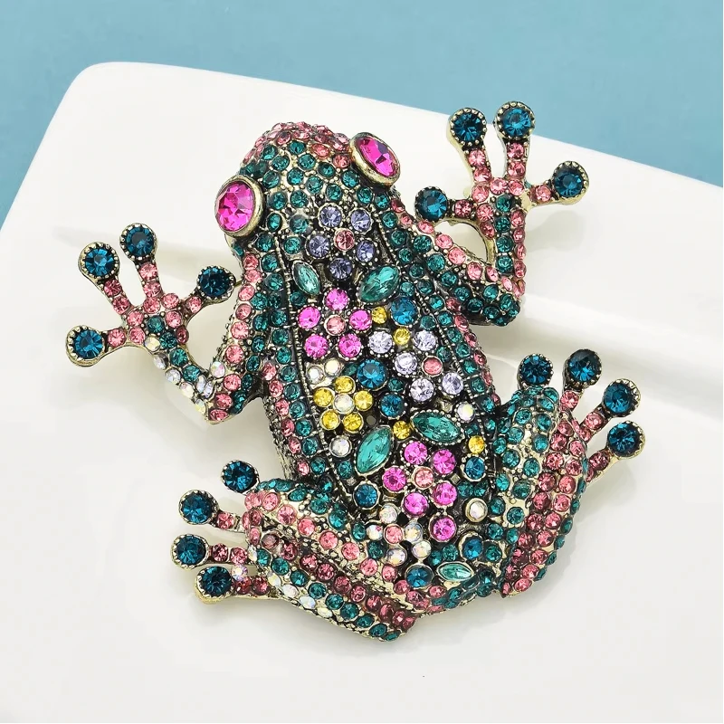 Wuli&baby Luxury Big Frog Brooches For Women Unisex Multi-color Rhinestone Shining Animal Office Party Brooch Pins Gifts - view 5