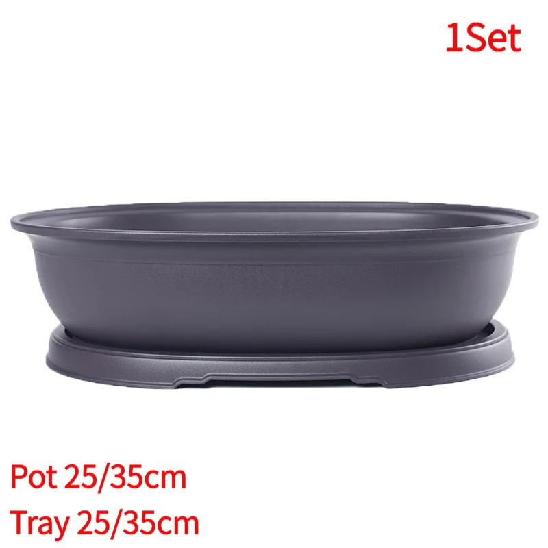 #1Set Flowerpots Plastic Imitation Purple Clay Plants Pots Garden Landscape Bonsai Pot Trays Rectangular Square Planter