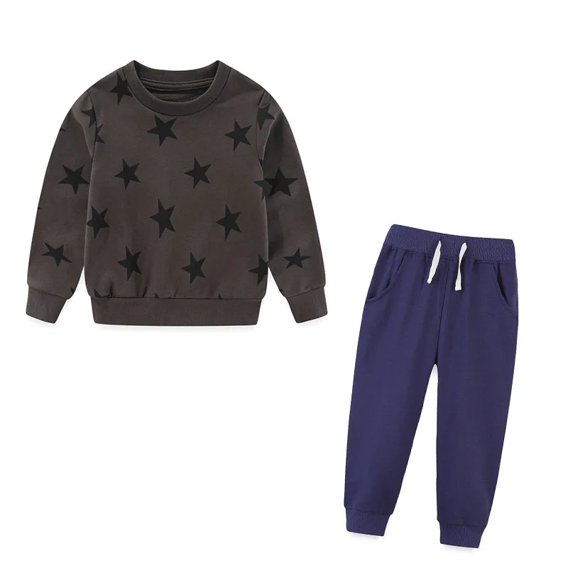 Full Pants 2-7T Cotton Stars Kids 2 Pcs Sweatshirts + Sweatpants Pop Boys Girls Clothing Sets Autumn Spring Children's Clothes