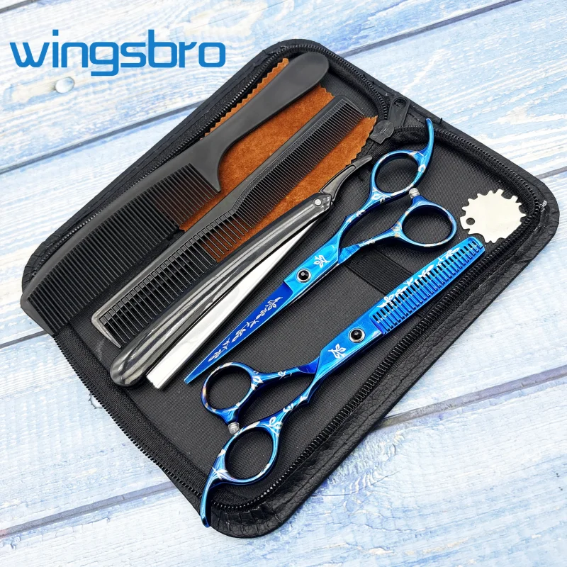 

wingsbro Hairdressing Scissors Set, 6.5 Inch Hair Cutting Scissors Kit Thinning Shears Hair Cutting Styling Accessories Tools