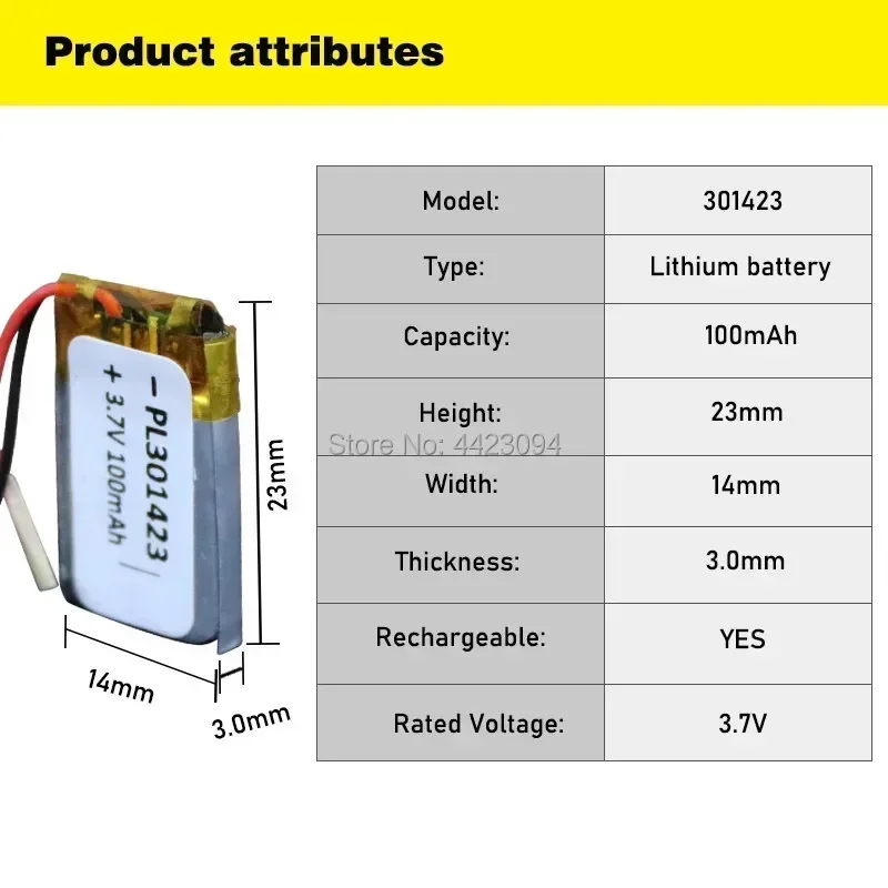 Liter energy battery 301420 3.7V 100MAH 031420 301423 lithium battery MP3 Bluetooth headset small toys battery