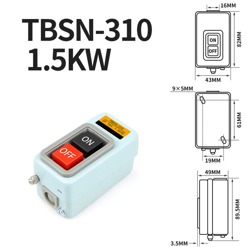 AC220/380V Push Switch Silver Point Power Switch Push Starter TBSN-330 3.7KW Electrical Equipment Supplies