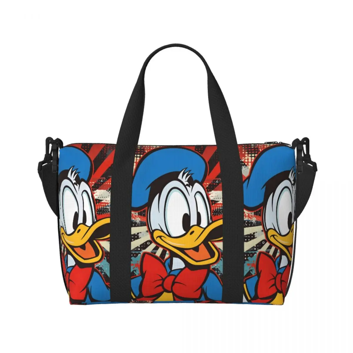 Custom Donald Duck Graffiti Design Beach Tote Bag for Women Anime Cartoon Big Compartment Beach Gym Travel Bags