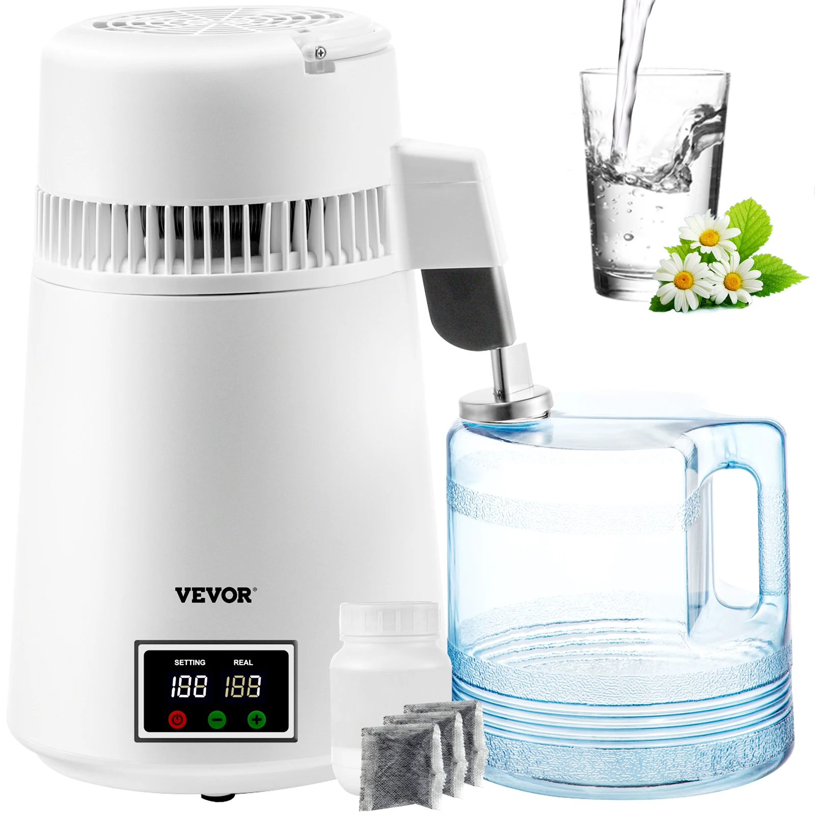 VEVOR 4L Chưng Cất Nước Sạch Nha Khoa Chưng Cất Nước Lọc Điện Chưng Cất Máy Lọc Nước Cho Các Văn Phòng Sử Dụng Tại Nhà