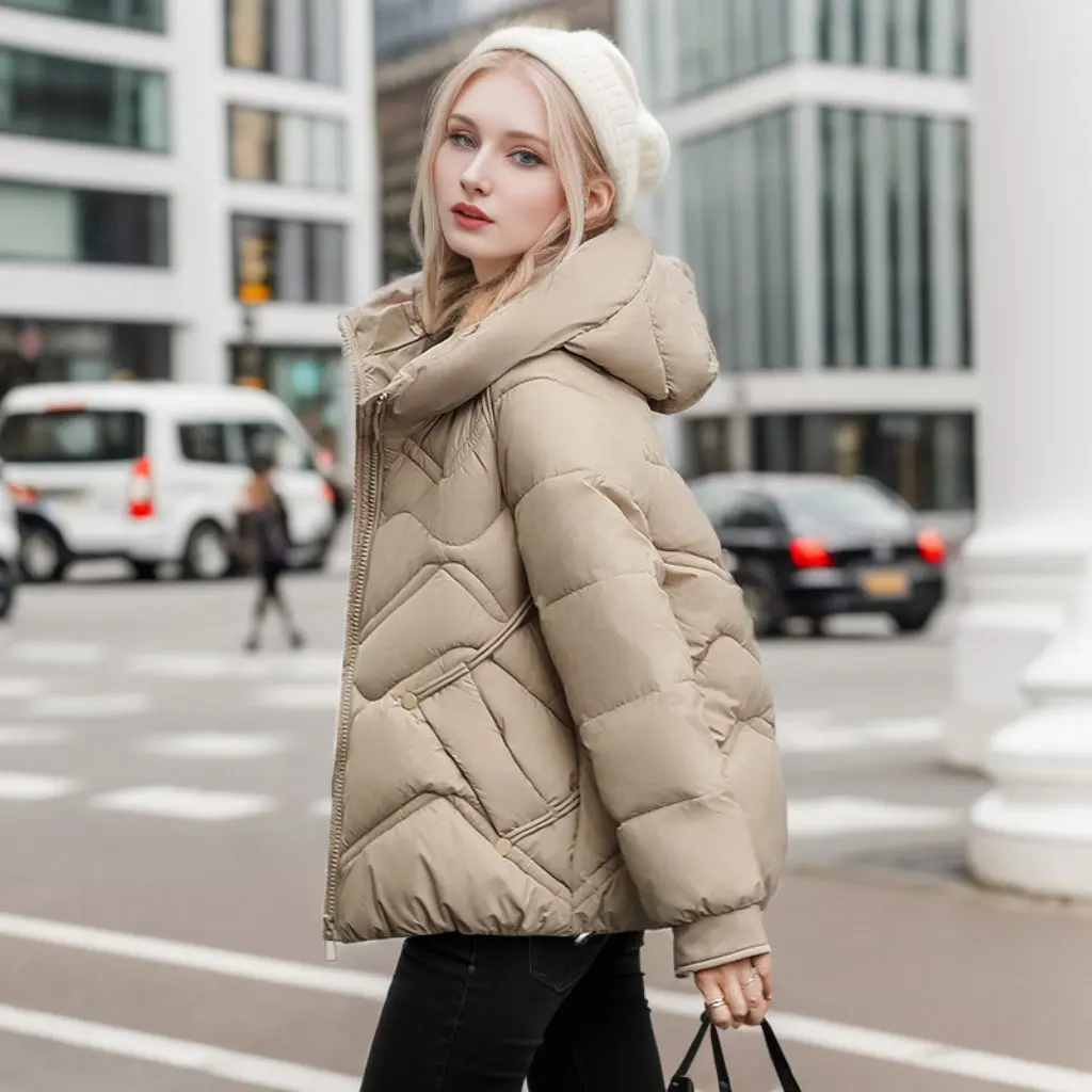 

Women's Short Cotton-padded Jacket Autumn Winter Korean Style Loose Fit Thickened Bread Coat for Ladies