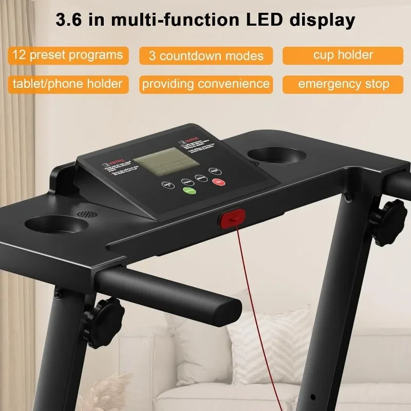 Tapis de course compact pliable pour la maison et le bureau, tapis de marche avec écran LED, capacité de 3.0 lb, 300 HP image 3