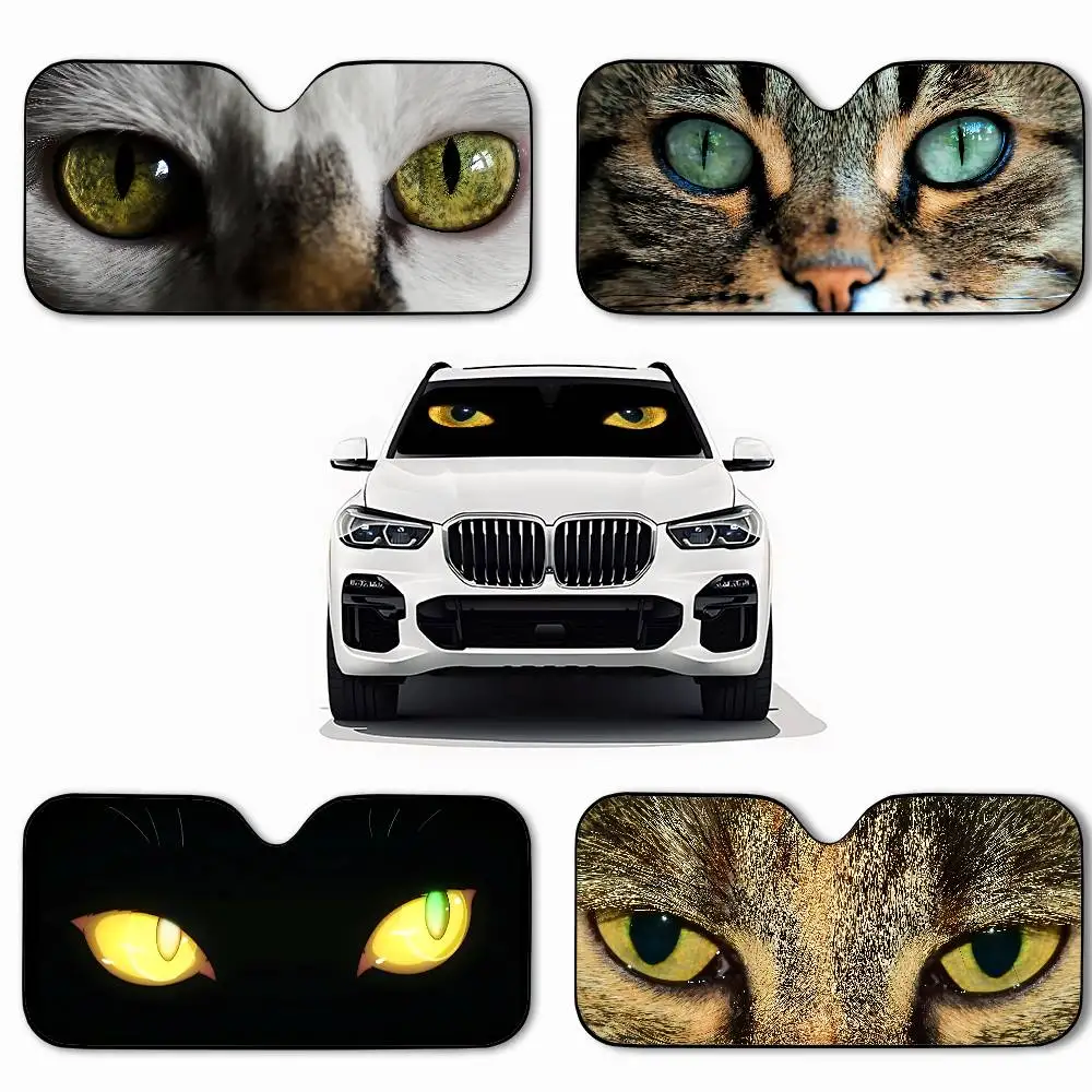 Funny Cat Eyes Car SunShade Windshield Funny Sun Shade Foldable UV Ray Sun Visor Protector Sunshade For Front Window