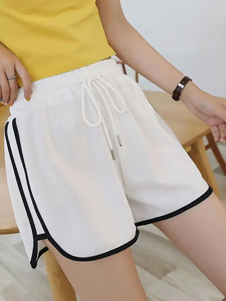 سراويل نسائية كاجوال فضفاضة مناسبة للرياضات الرياضية بخصر عالٍ في الشارع، مجموعة صيفية واسعة الساق