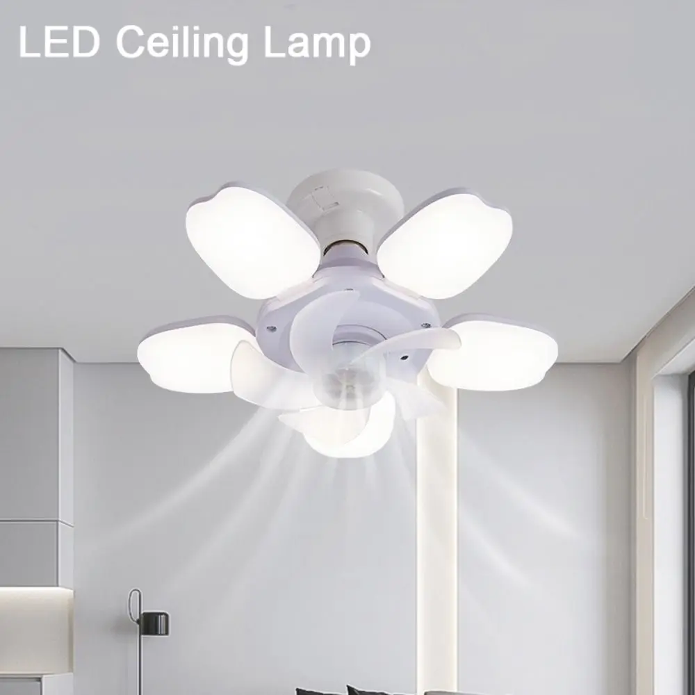 

2 in 1 Ceiling Lamp Speed Adjustable Infinite Dimming Hanging Fan with LED Light Universal Remote Control Electric Cordless Fan