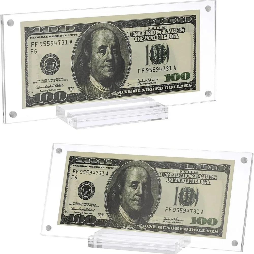 Commemorative Dollar Bill Picture Frame Holder Transparent Clear Acrylic Acrylic Display Frame With Base Desktop