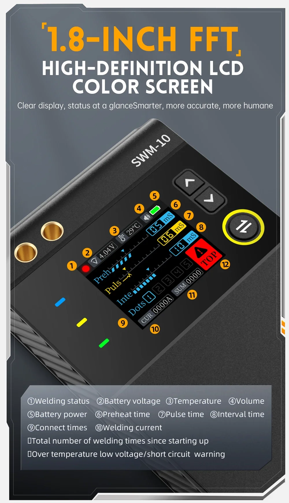FNIRSI SWM-10 Tragbarer TFT-Bildschirm Akku-Schweißer, Handgehaltenes DIY-Schweißgerät, 5000mAh 18650, maximale Nickelplatten-Dicke 0,25mm – Detail 10