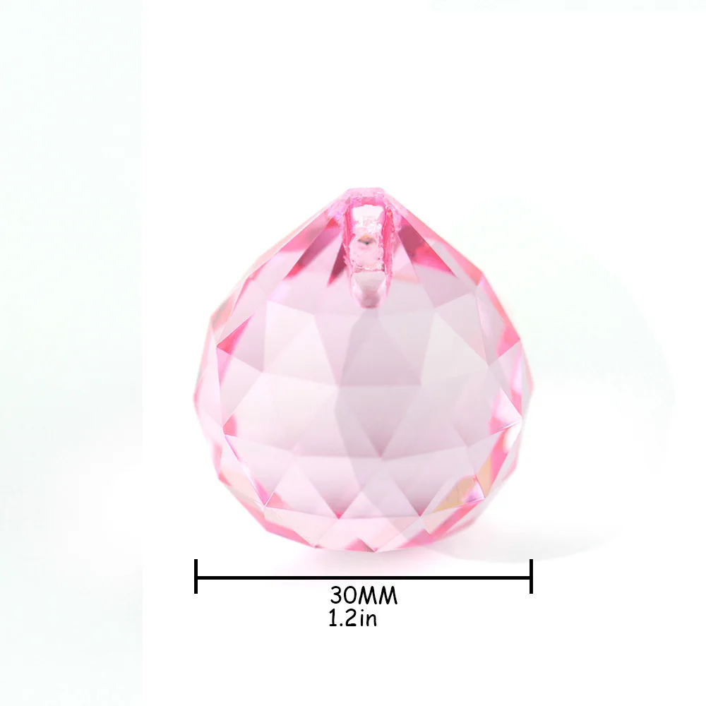 1pc 15mm/20mm/30mm/40mm/50mm/60mm/80mm/100mm Pink Crystal Faceted Balls Glass Hanging Pendant For Wedding Decor Best Selling