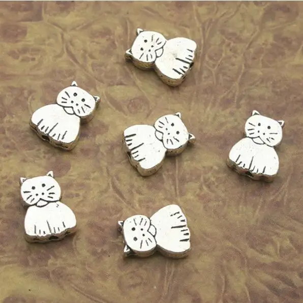 

20pcs 11*8mm;hole,1mm Tibetan Silve cat Spacer bead Findings X0149
