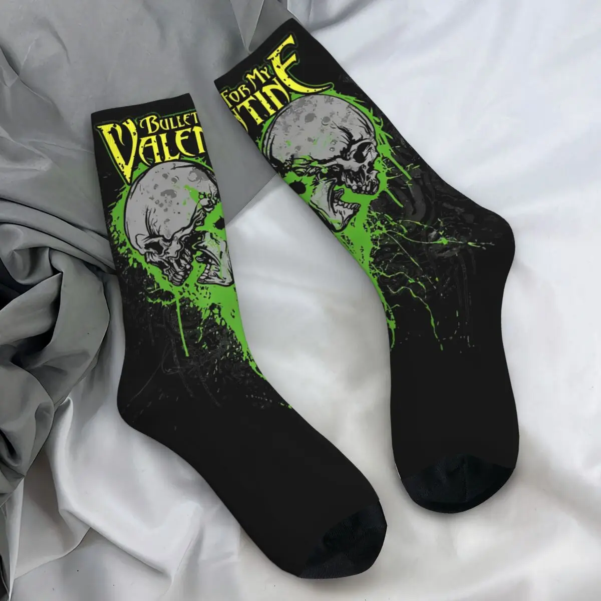 Bullet For My Valentine Skull & Blood Premium Socks Gothic Stockings Couple Warm Soft Socks Spring Pattern Non Slip Socks